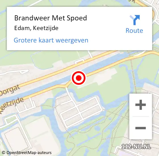 Locatie op kaart van de 112 melding: Brandweer Met Spoed Naar Edam, Keetzijde op 26 juni 2019 21:07