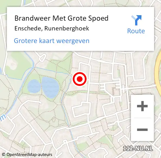 Locatie op kaart van de 112 melding: Brandweer Met Grote Spoed Naar Enschede, Runenberghoek op 26 juni 2019 22:01