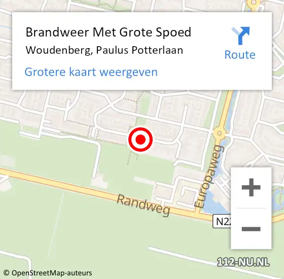 Locatie op kaart van de 112 melding: Brandweer Met Grote Spoed Naar Woudenberg, Paulus Potterlaan op 26 juni 2019 22:15