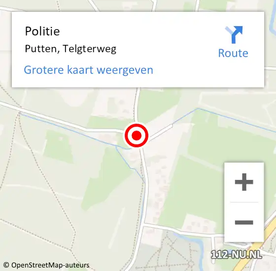 Locatie op kaart van de 112 melding: Politie Putten, Telgterweg op 26 juni 2019 22:16