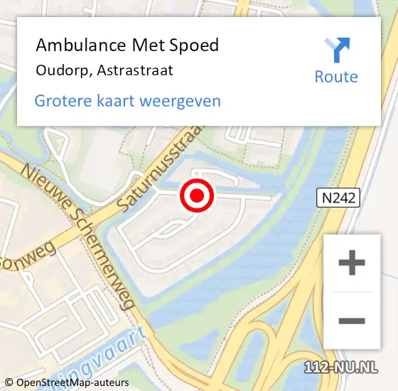 Locatie op kaart van de 112 melding: Ambulance Met Spoed Naar Oudorp, Astrastraat op 26 juni 2019 22:49