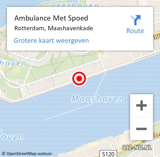 Locatie op kaart van de 112 melding: Ambulance Met Spoed Naar Rotterdam, Maashavenkade op 27 juni 2019 00:10