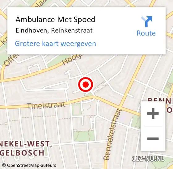 Locatie op kaart van de 112 melding: Ambulance Met Spoed Naar Eindhoven, Reinkenstraat op 27 juni 2019 00:48