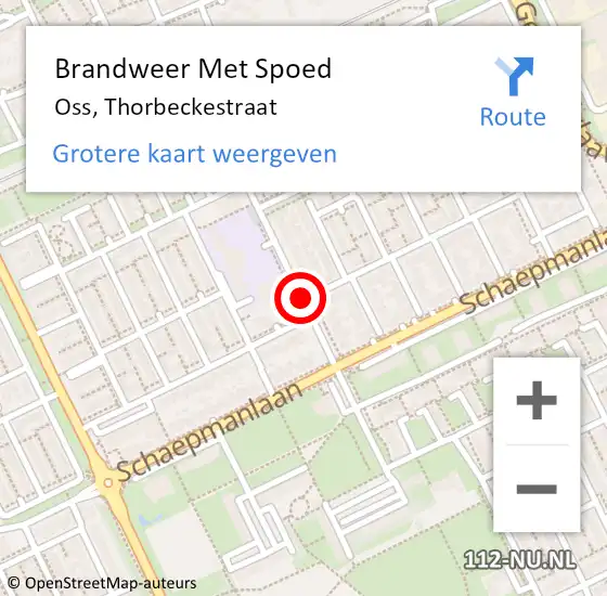 Locatie op kaart van de 112 melding: Brandweer Met Spoed Naar Oss, Thorbeckestraat op 27 juni 2019 00:55