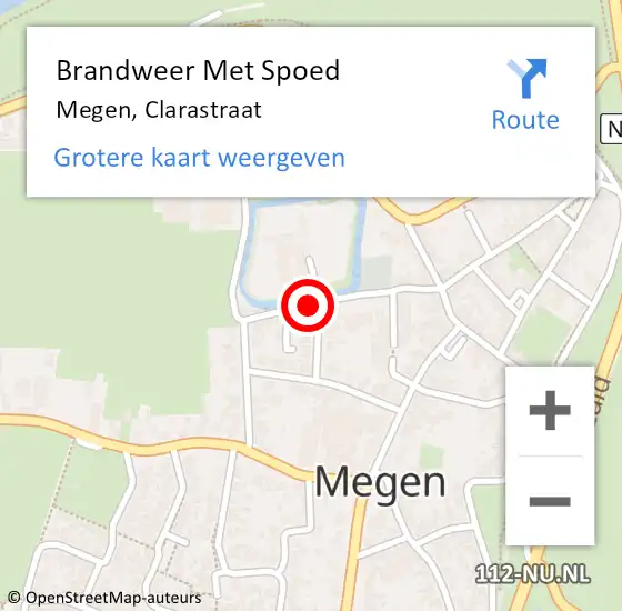 Locatie op kaart van de 112 melding: Brandweer Met Spoed Naar Megen, Clarastraat op 27 juni 2019 01:48