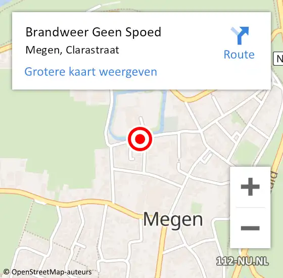 Locatie op kaart van de 112 melding: Brandweer Geen Spoed Naar Megen, Clarastraat op 27 juni 2019 01:51