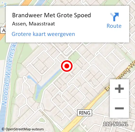 Locatie op kaart van de 112 melding: Brandweer Met Grote Spoed Naar Assen, Maasstraat op 27 juni 2019 02:29