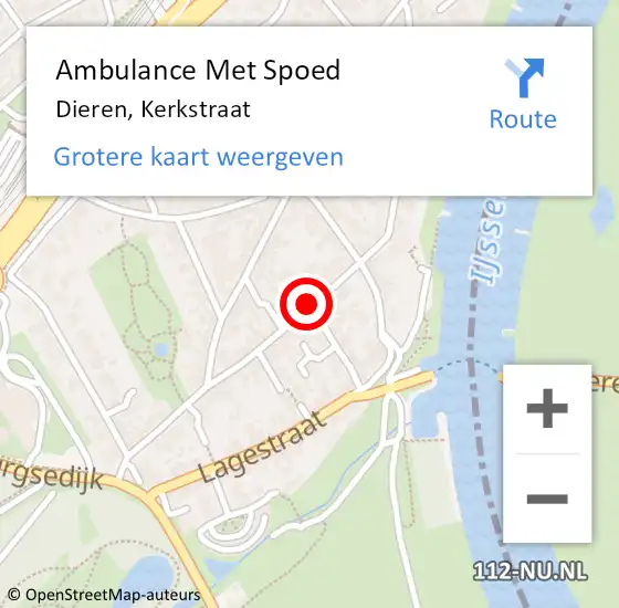 Locatie op kaart van de 112 melding: Ambulance Met Spoed Naar Dieren, Kerkstraat op 27 juni 2019 03:50