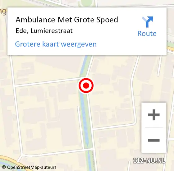 Locatie op kaart van de 112 melding: Ambulance Met Grote Spoed Naar Ede, Lumierestraat op 27 juni 2019 06:26