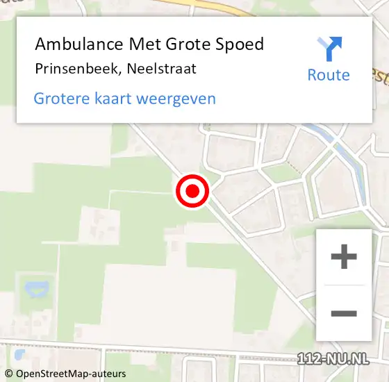 Locatie op kaart van de 112 melding: Ambulance Met Grote Spoed Naar Prinsenbeek, Neelstraat op 27 juni 2019 06:56