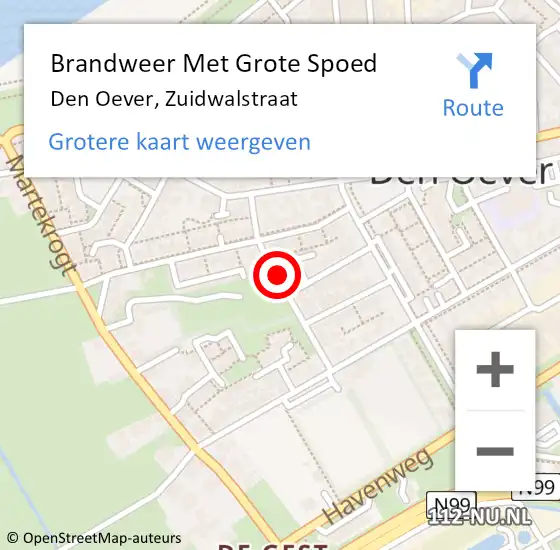 Locatie op kaart van de 112 melding: Brandweer Met Grote Spoed Naar Den Oever, Zuidwalstraat op 27 juni 2019 08:02