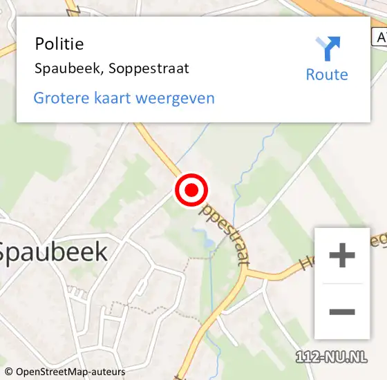 Locatie op kaart van de 112 melding: Politie Spaubeek, Soppestraat op 27 juni 2019 08:22