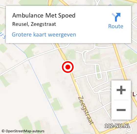 Locatie op kaart van de 112 melding: Ambulance Met Spoed Naar Reusel, Zeegstraat op 27 juni 2019 09:23