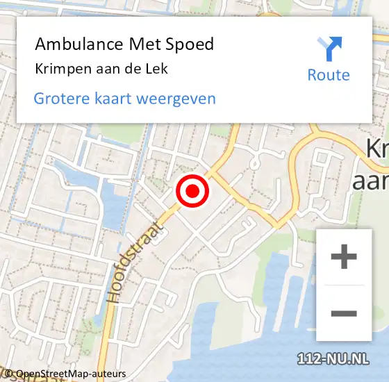 Locatie op kaart van de 112 melding: Ambulance Met Spoed Naar Krimpen aan de Lek op 27 juni 2019 09:42