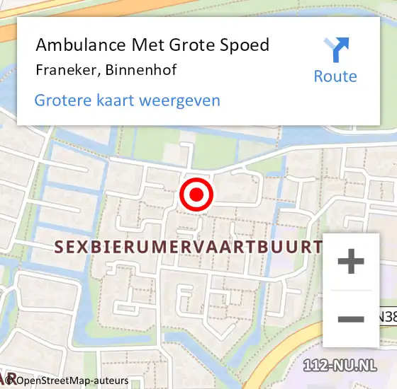 Locatie op kaart van de 112 melding: Ambulance Met Grote Spoed Naar Franeker, Binnenhof op 5 april 2014 18:01