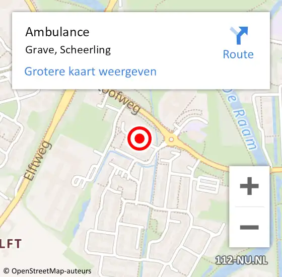 Locatie op kaart van de 112 melding: Ambulance Grave, Scheerling op 27 juni 2019 09:45