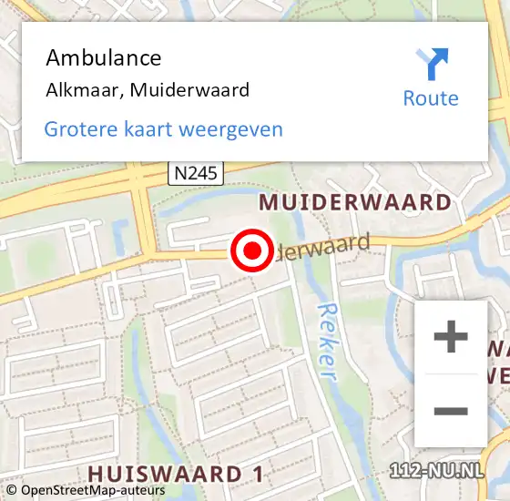 Locatie op kaart van de 112 melding: Ambulance Alkmaar, Muiderwaard op 27 juni 2019 10:28