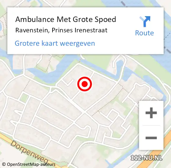 Locatie op kaart van de 112 melding: Ambulance Met Grote Spoed Naar Ravenstein, Prinses Irenestraat op 27 juni 2019 10:39