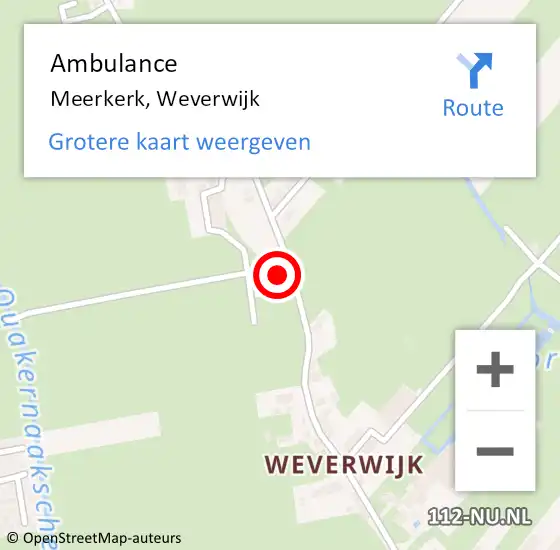 Locatie op kaart van de 112 melding: Ambulance Meerkerk, Weverwijk op 27 juni 2019 10:59