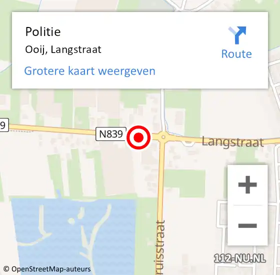 Locatie op kaart van de 112 melding: Politie Ooij, Langstraat op 27 juni 2019 11:58