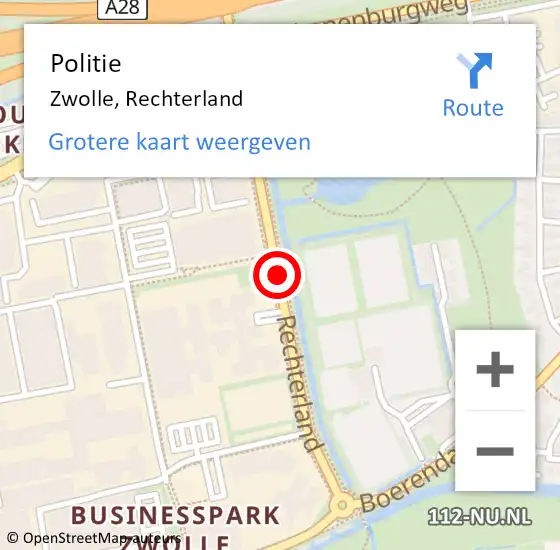 Locatie op kaart van de 112 melding: Politie Zwolle, Rechterland op 27 juni 2019 12:06