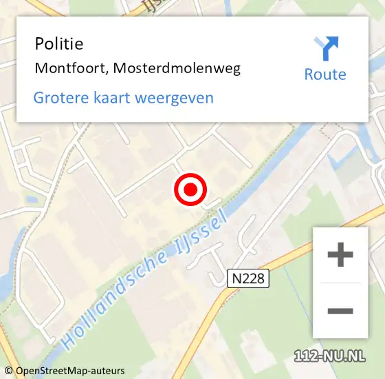 Locatie op kaart van de 112 melding: Politie Montfoort, Mosterdmolenweg op 27 juni 2019 12:24