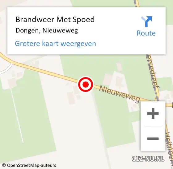 Locatie op kaart van de 112 melding: Brandweer Met Spoed Naar Dongen, Nieuweweg op 27 juni 2019 13:06