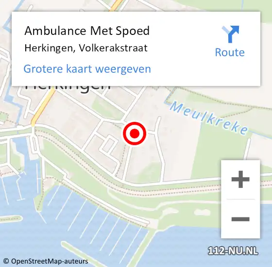 Locatie op kaart van de 112 melding: Ambulance Met Spoed Naar Herkingen, Volkerakstraat op 27 juni 2019 13:11