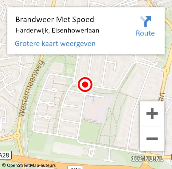 Locatie op kaart van de 112 melding: Brandweer Met Spoed Naar Harderwijk, Eisenhowerlaan op 27 juni 2019 13:24