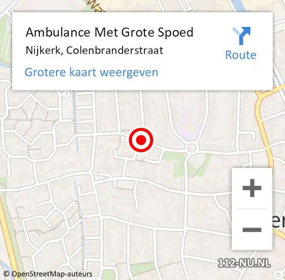 Locatie op kaart van de 112 melding: Ambulance Met Grote Spoed Naar Nijkerk, Colenbranderstraat op 27 juni 2019 13:31