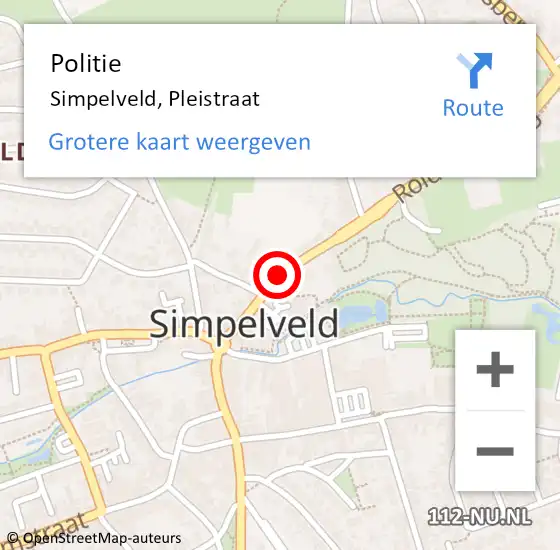 Locatie op kaart van de 112 melding: Politie Simpelveld, Pleistraat op 27 juni 2019 13:43