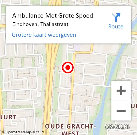 Locatie op kaart van de 112 melding: Ambulance Met Grote Spoed Naar Eindhoven, Thaliastraat op 27 juni 2019 13:50