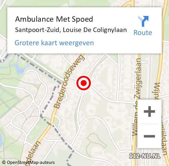 Locatie op kaart van de 112 melding: Ambulance Met Spoed Naar Santpoort-Zuid, Louise De Colignylaan op 27 juni 2019 14:01