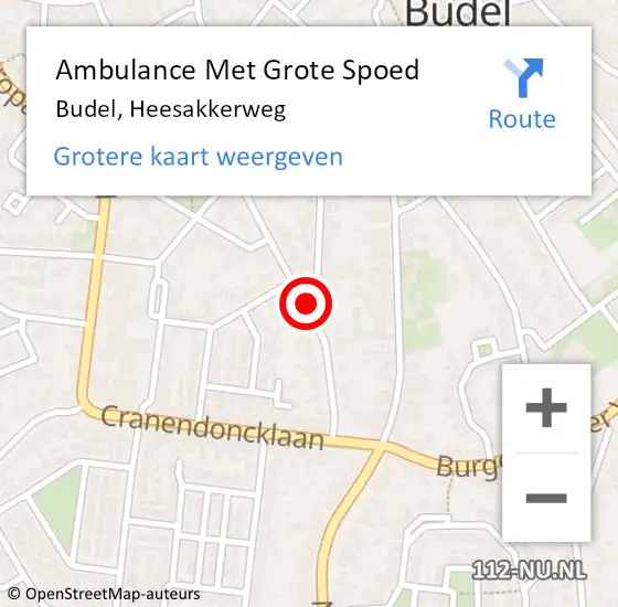 Locatie op kaart van de 112 melding: Ambulance Met Grote Spoed Naar Budel, Heesakkerweg op 27 juni 2019 14:08