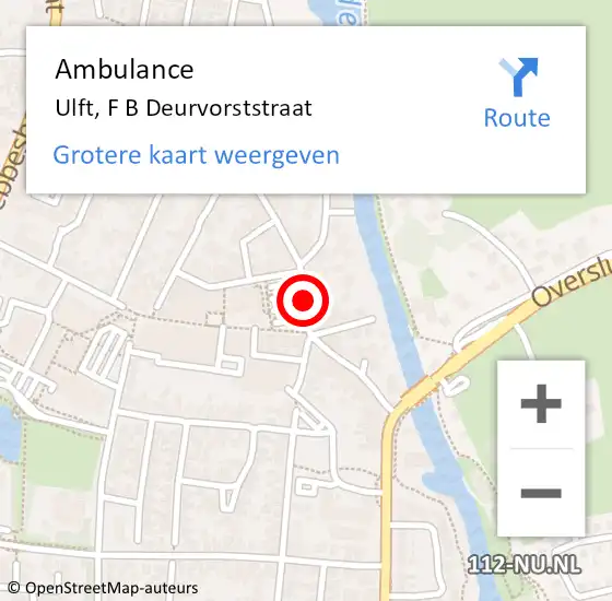 Locatie op kaart van de 112 melding: Ambulance Ulft, F B Deurvorststraat op 27 juni 2019 14:10