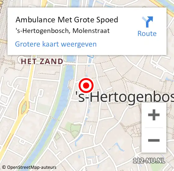 Locatie op kaart van de 112 melding: Ambulance Met Grote Spoed Naar 's-Hertogenbosch, Molenstraat op 27 juni 2019 14:33