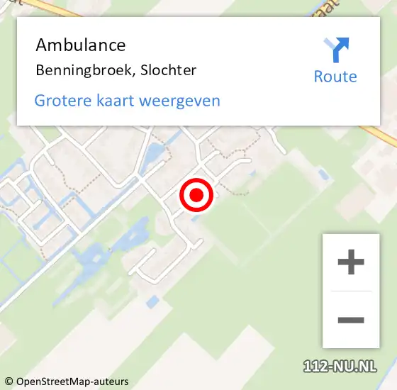 Locatie op kaart van de 112 melding: Ambulance Benningbroek, Slochter op 27 juni 2019 15:05