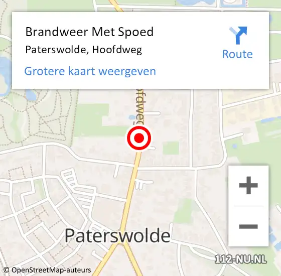 Locatie op kaart van de 112 melding: Brandweer Met Spoed Naar Paterswolde, Hoofdweg op 27 juni 2019 15:06