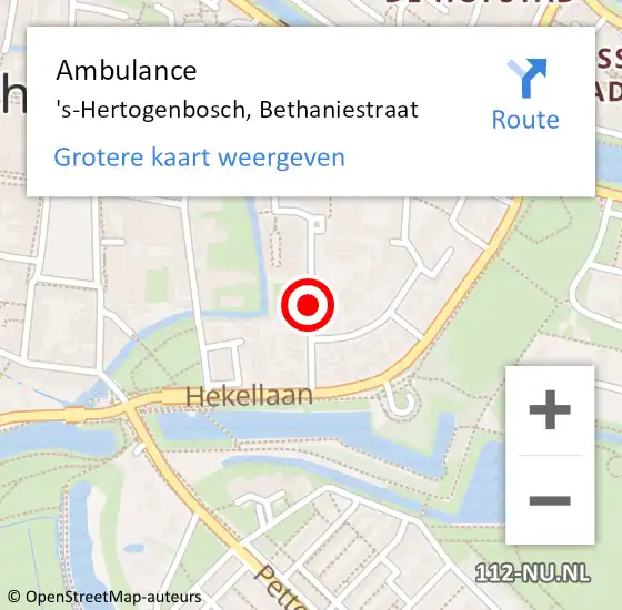 Locatie op kaart van de 112 melding: Ambulance 's-Hertogenbosch, Bethaniestraat op 27 juni 2019 15:47