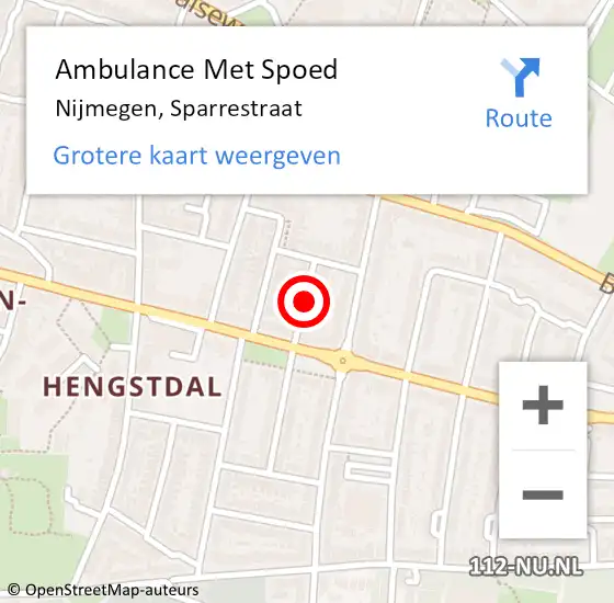 Locatie op kaart van de 112 melding: Ambulance Met Spoed Naar Nijmegen, Sparrestraat op 27 juni 2019 15:52