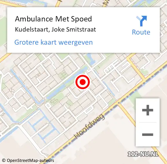 Locatie op kaart van de 112 melding: Ambulance Met Spoed Naar Kudelstaart, Joke Smitstraat op 27 juni 2019 15:55