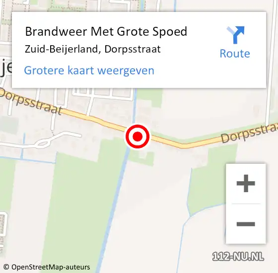 Locatie op kaart van de 112 melding: Brandweer Met Grote Spoed Naar Zuid-Beijerland, Dorpsstraat op 5 april 2014 18:58