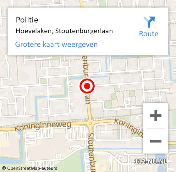 Locatie op kaart van de 112 melding: Politie Hoevelaken, Stoutenburgerlaan op 27 juni 2019 16:29