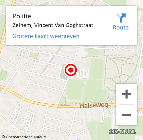 Locatie op kaart van de 112 melding: Politie Zelhem, Vincent Van Goghstraat op 27 juni 2019 16:30