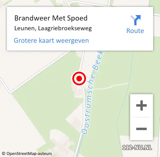 Locatie op kaart van de 112 melding: Brandweer Met Spoed Naar Leunen, Laagriebroekseweg op 27 juni 2019 16:37