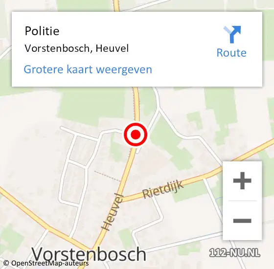 Locatie op kaart van de 112 melding: Politie Vorstenbosch, Heuvel op 27 juni 2019 16:42