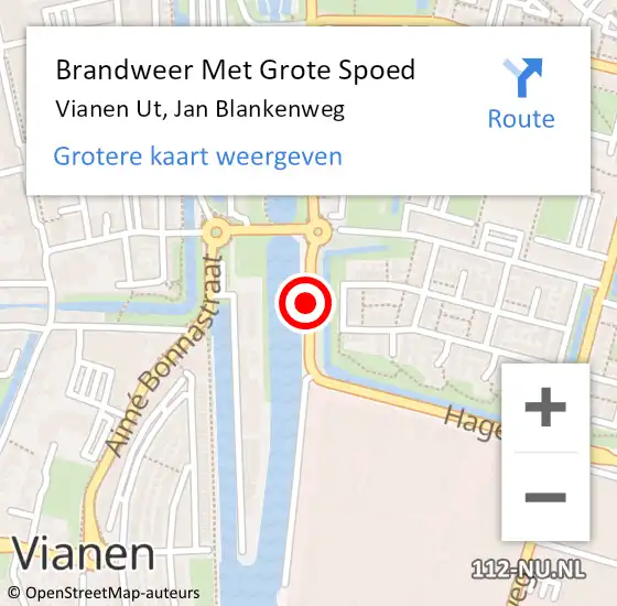 Locatie op kaart van de 112 melding: Brandweer Met Grote Spoed Naar Vianen Ut, Jan Blankenweg op 27 juni 2019 17:25