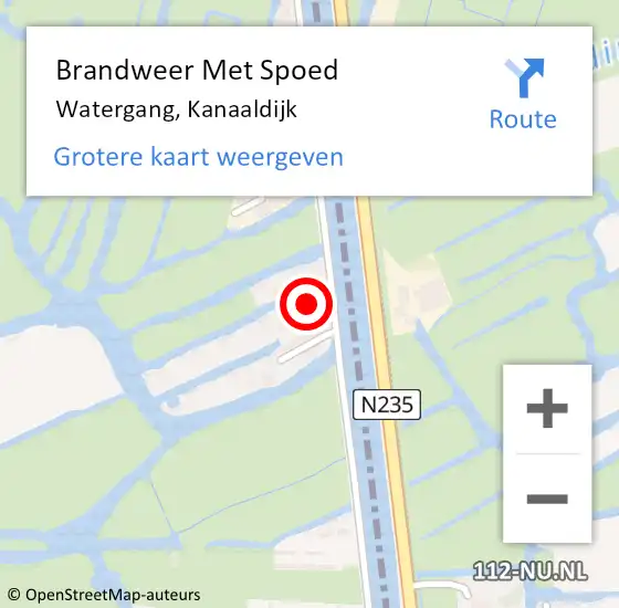 Locatie op kaart van de 112 melding: Brandweer Met Spoed Naar Watergang, Kanaaldijk op 27 juni 2019 17:34