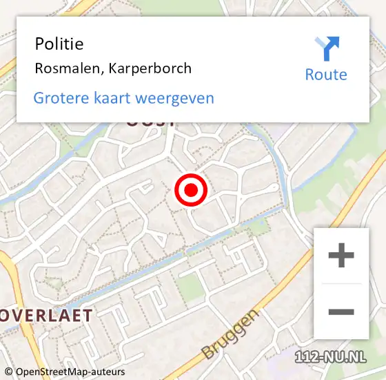 Locatie op kaart van de 112 melding: Politie Rosmalen, Karperborch op 27 juni 2019 18:40