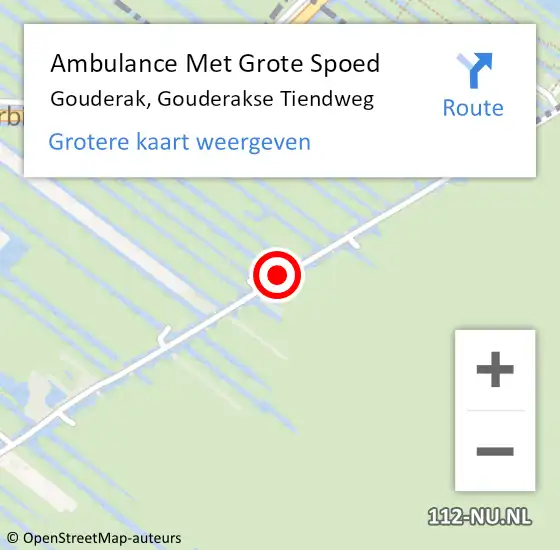 Locatie op kaart van de 112 melding: Ambulance Met Grote Spoed Naar Gouderak, Gouderakse Tiendweg op 27 juni 2019 19:28